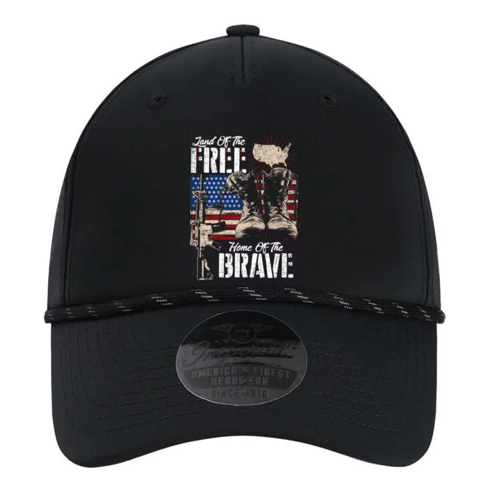 Vintage Land Of The Free Home Of The Brave U S Army Veteran Funny Gift Performance The Dyno Cap