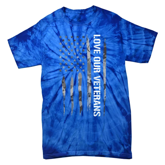 Veteran: Love Our Veterans American Flag Cool Gift Tie-Dye T-Shirt