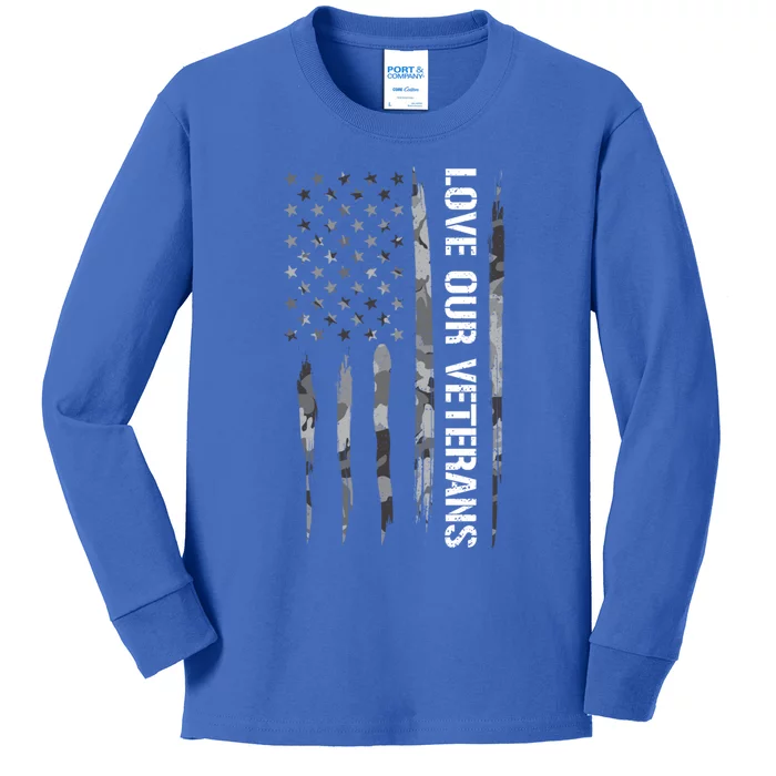 Veteran: Love Our Veterans American Flag Cool Gift Kids Long Sleeve Shirt