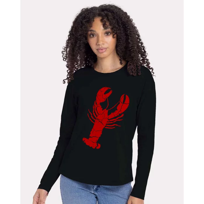 Vintage Lobster Print Lobster Gift Womens Cotton Relaxed Long Sleeve T-Shirt