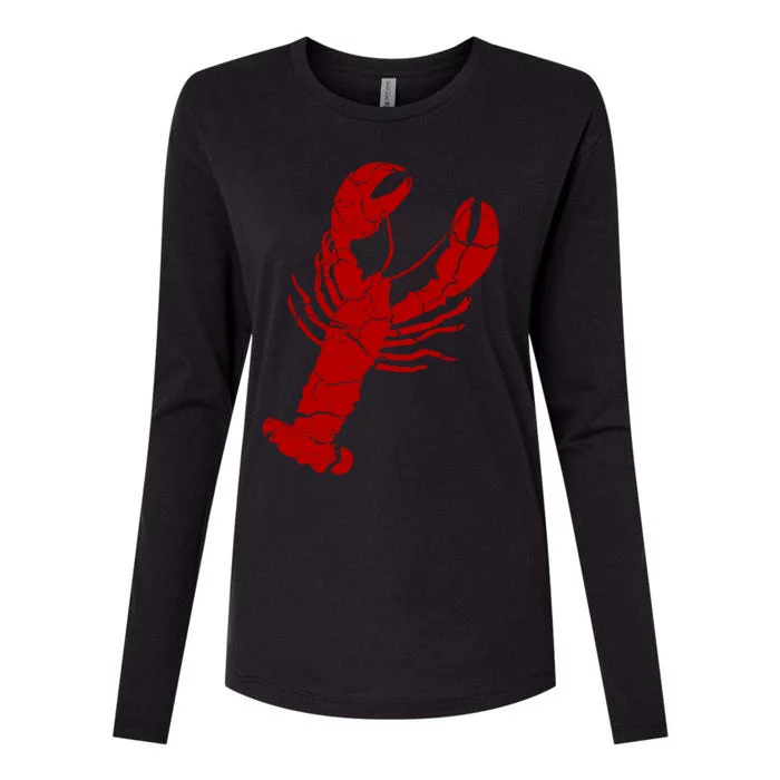 Vintage Lobster Print Lobster Gift Womens Cotton Relaxed Long Sleeve T-Shirt