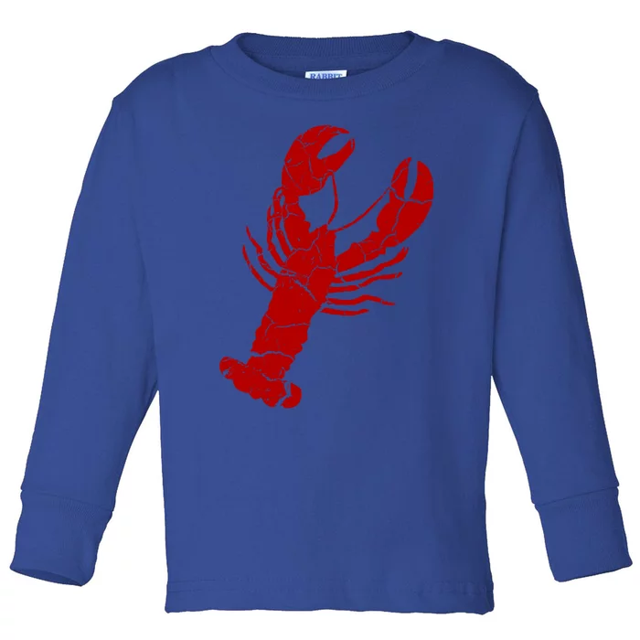 Vintage Lobster Print Lobster Gift Toddler Long Sleeve Shirt