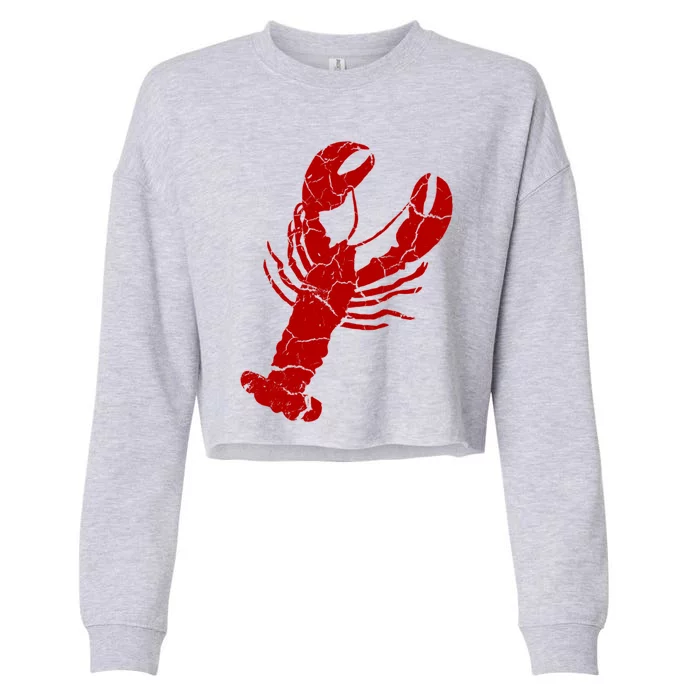 Vintage Lobster Print Lobster Gift Cropped Pullover Crew