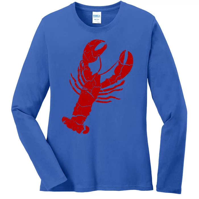 Vintage Lobster Print Gift Lobster Cute Gift Ladies Long Sleeve Shirt