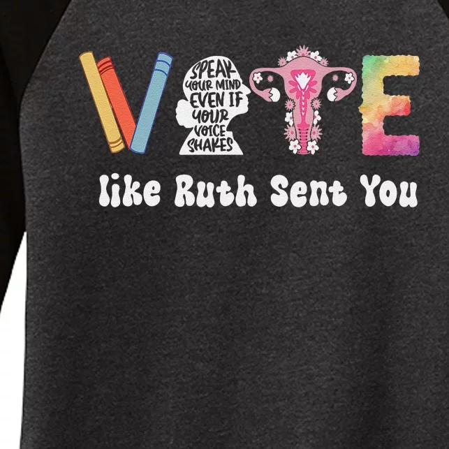 Vote Like Ruth Sent You Uterus Feminist Rbg Gift Women's Tri-Blend 3/4-Sleeve Raglan Shirt