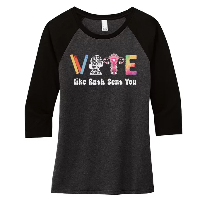 Vote Like Ruth Sent You Uterus Feminist Rbg Gift Women's Tri-Blend 3/4-Sleeve Raglan Shirt