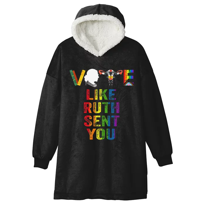 Vote Like Ruth Sent You Uterus Feminist Lgbt Hooded Wearable Blanket