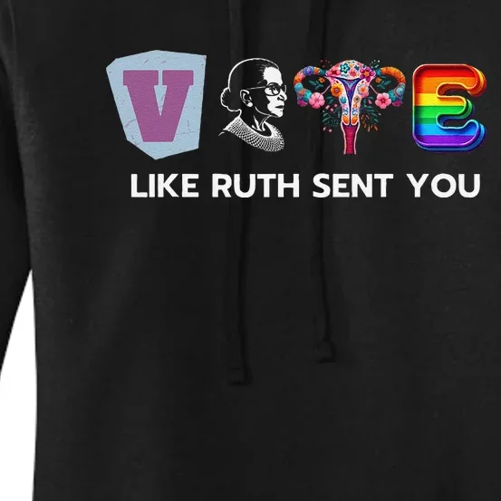 Vote Like Ruth Sent You Uterus Flowers Feminist Lgbt Pride Women's Pullover Hoodie