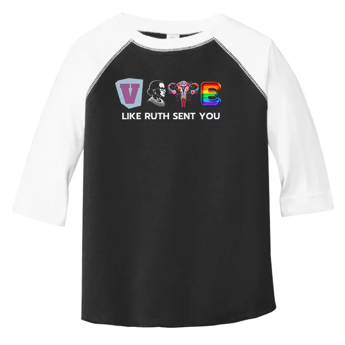 Vote Like Ruth Sent You Uterus Flowers Feminist Lgbt Pride Toddler Fine Jersey T-Shirt