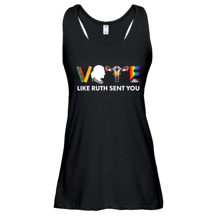 Vote Like Ruth Sent You Uterus Feminist Lgbt Ladies Essential Flowy Tank