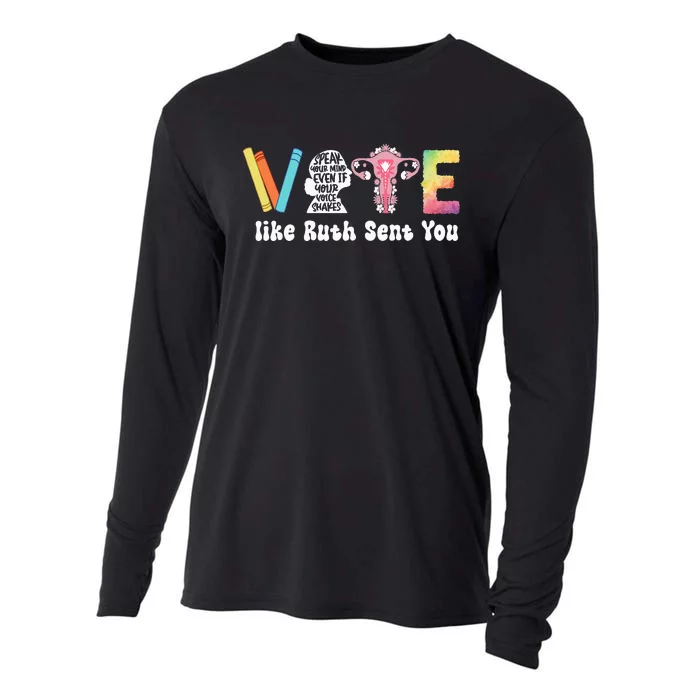 Vote Like Ruth Sent You Uterus Feminist Rbg Cooling Performance Long Sleeve Crew