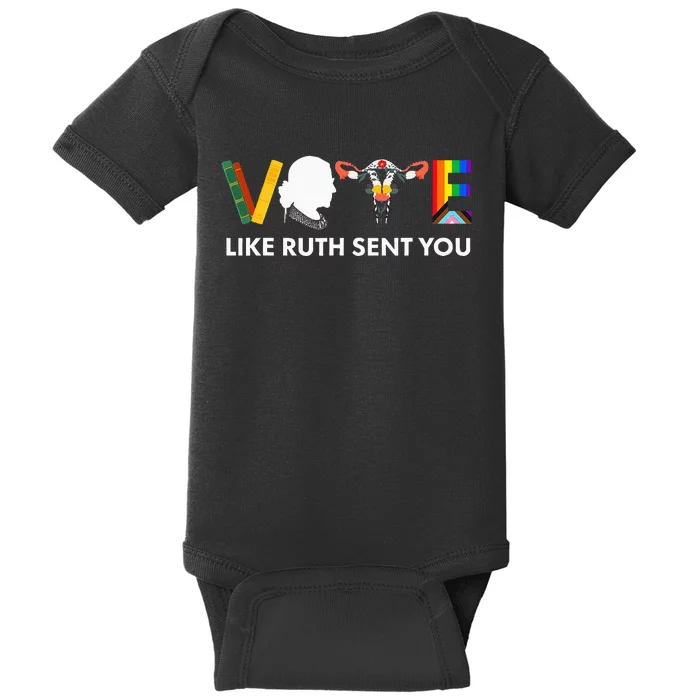 Vote Like Ruth Sent You Uterus Feminist Lgbt Baby Bodysuit