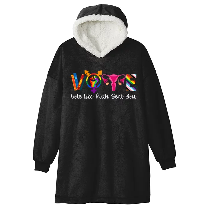 Vote Like Ruth Sent You Uterus Feminist Lgbt Hooded Wearable Blanket