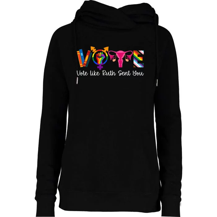 Vote Like Ruth Sent You Uterus Feminist Lgbt Womens Funnel Neck Pullover Hood