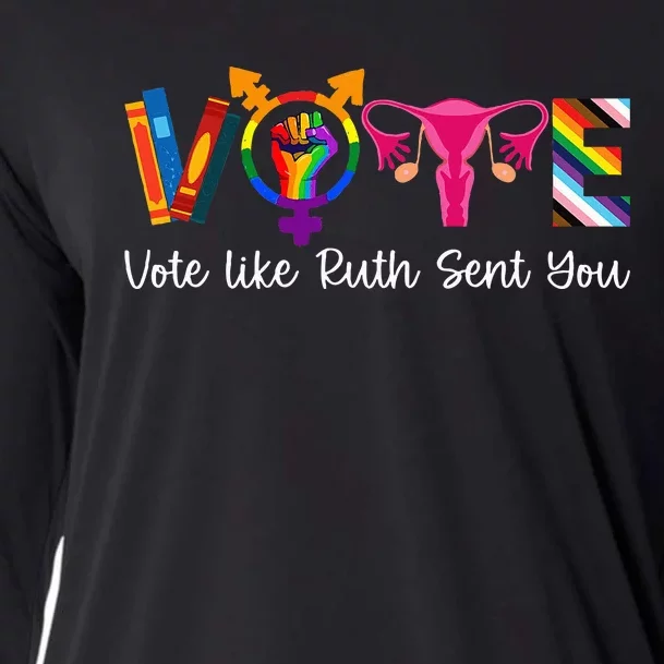 Vote Like Ruth Sent You Uterus Feminist Lgbt Cooling Performance Long Sleeve Crew