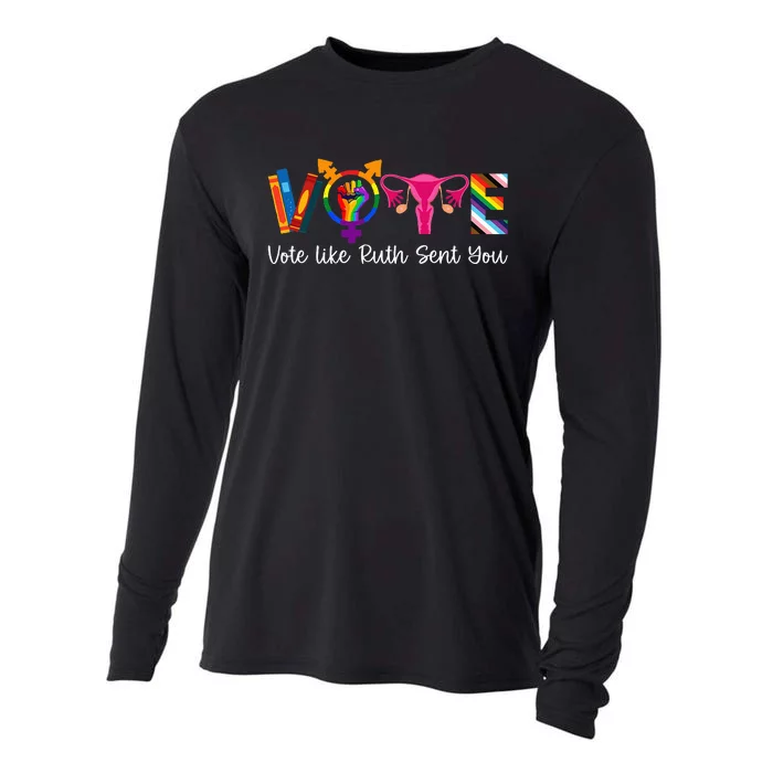 Vote Like Ruth Sent You Uterus Feminist Lgbt Cooling Performance Long Sleeve Crew