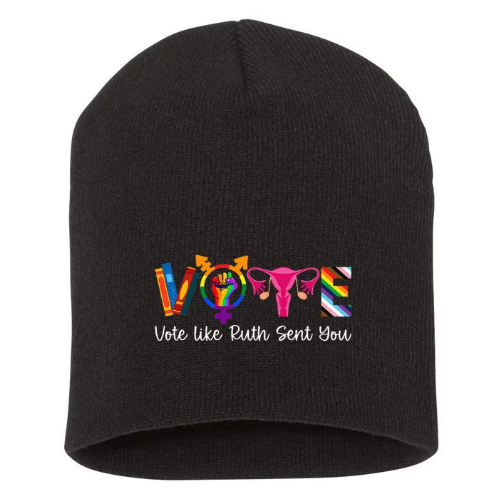 Vote Like Ruth Sent You Uterus Feminist Lgbt Short Acrylic Beanie