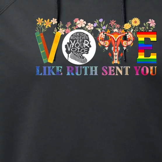 Vote Like Ruth Sent You Feminist Voting Inspirational Performance Fleece Hoodie