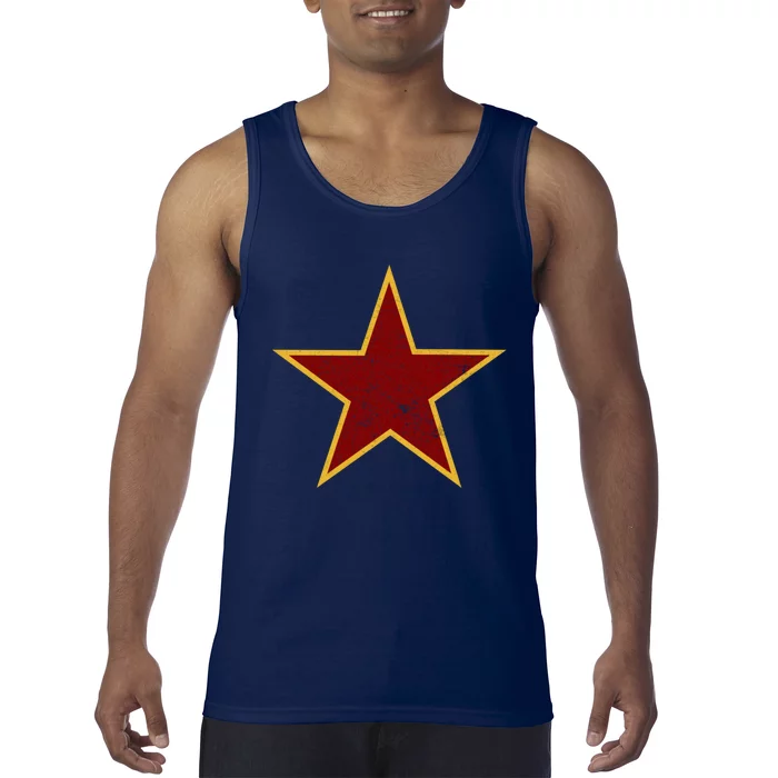 Vintage Look Red And Gold Star Essential Tank Top