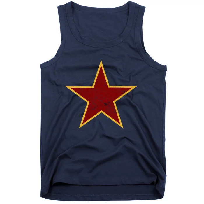 Vintage Look Red And Gold Star Essential Tank Top