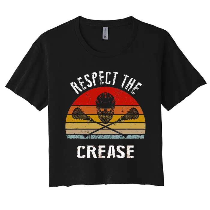 Vintage Lacrosse Retro Respect The Crease Women's Crop Top Tee