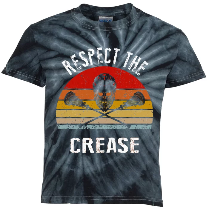 Vintage Lacrosse Retro Respect The Crease Kids Tie-Dye T-Shirt