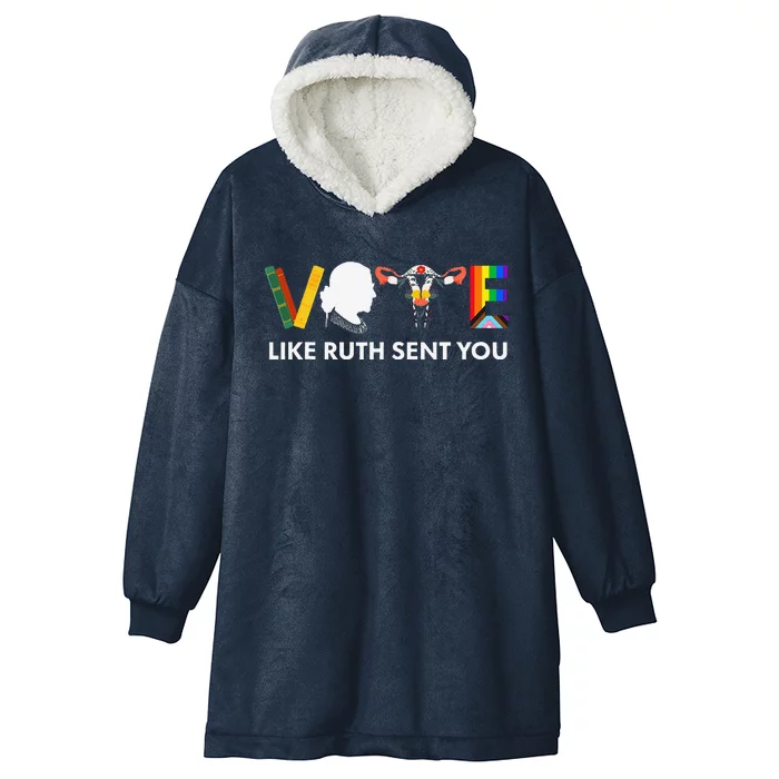 Vote Like Ruth Sent You Uterus Feminist Lgbt Hooded Wearable Blanket