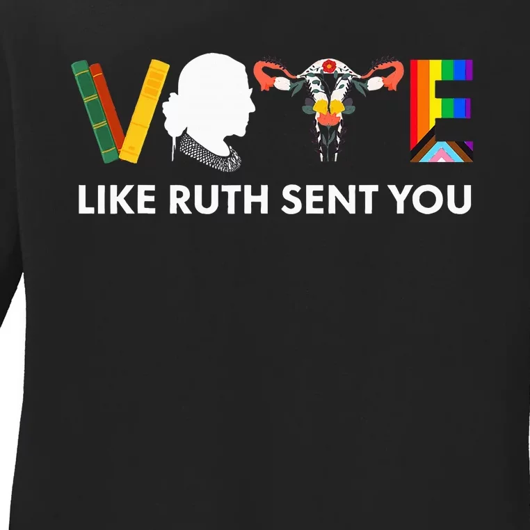 Vote Like Ruth Sent You Uterus Feminist Lgbt Ladies Long Sleeve Shirt