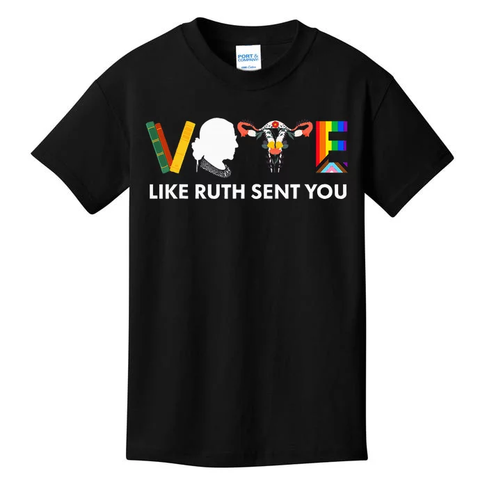 Vote Like Ruth Sent You Uterus Feminist Lgbt Kids T-Shirt