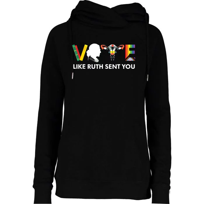 Vote Like Ruth Sent You Uterus Feminist Lgbt Womens Funnel Neck Pullover Hood