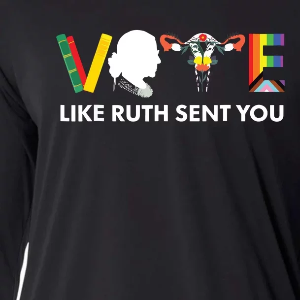 Vote Like Ruth Sent You Uterus Feminist Lgbt Cooling Performance Long Sleeve Crew