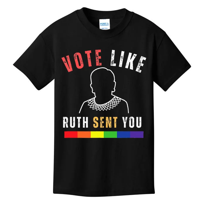 Vote Like Ruth Sent You Lgbt Feminist Pride Strong Kids T-Shirt