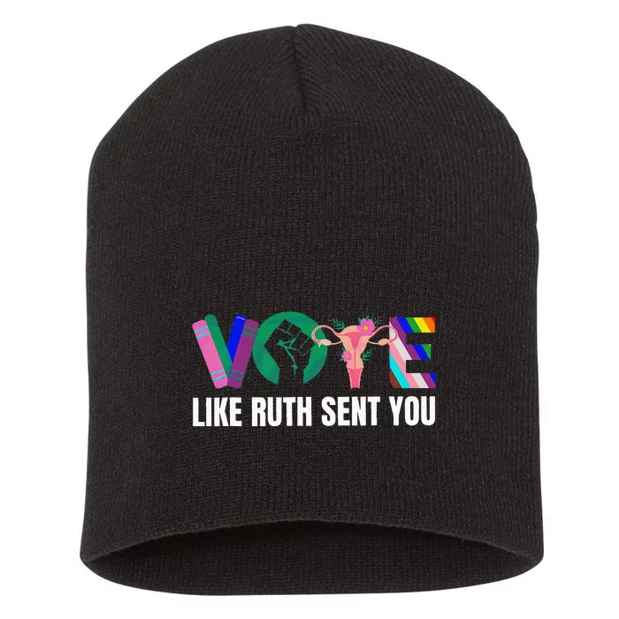 Vote Like Ruth Sent You Uterus Feminist Lgbtq I Dissent Short Acrylic Beanie