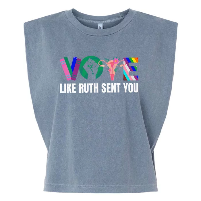 Vote Like Ruth Sent You Uterus Feminist Lgbtq I Dissent Garment-Dyed Women's Muscle Tee