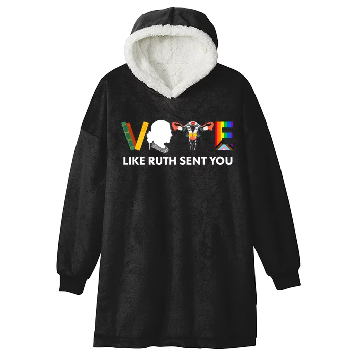 Vote Like Ruth Sent You Uterus Feminist Lgbt Hooded Wearable Blanket