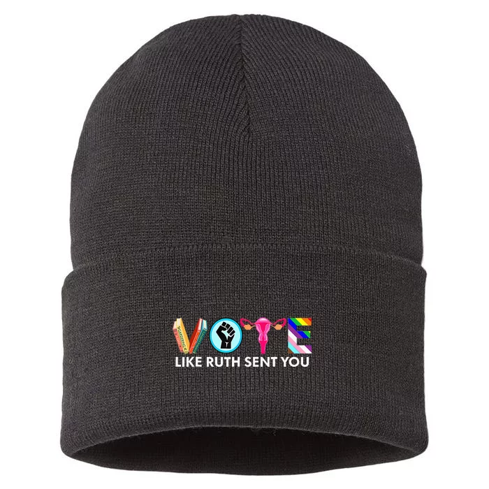 Vote Like Ruth Sent You Uterus Feminist Lgbt Sustainable Knit Beanie