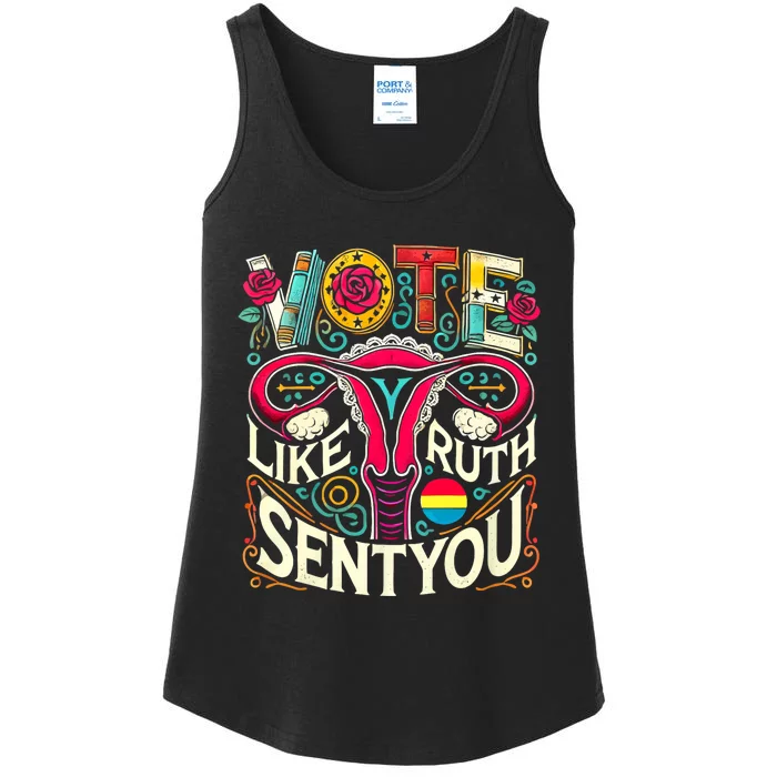 Vote Like Ruth Sent You Rbg Feminist Voting Inspirational Ladies Essential Tank