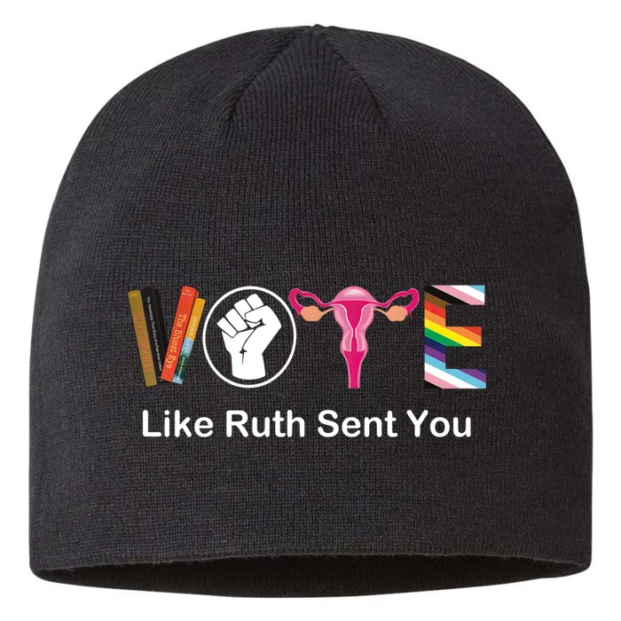 Vote Like Ruth Sent You Uterus Feminist Lgbt 8 1/2in Sustainable Knit Beanie