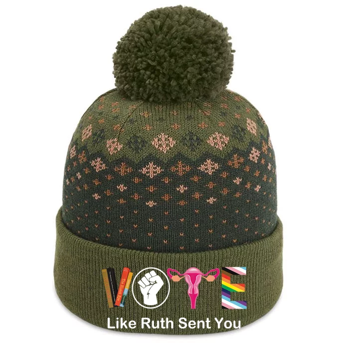 Vote Like Ruth Sent You Uterus Feminist Lgbt The Baniff Cuffed Pom Beanie