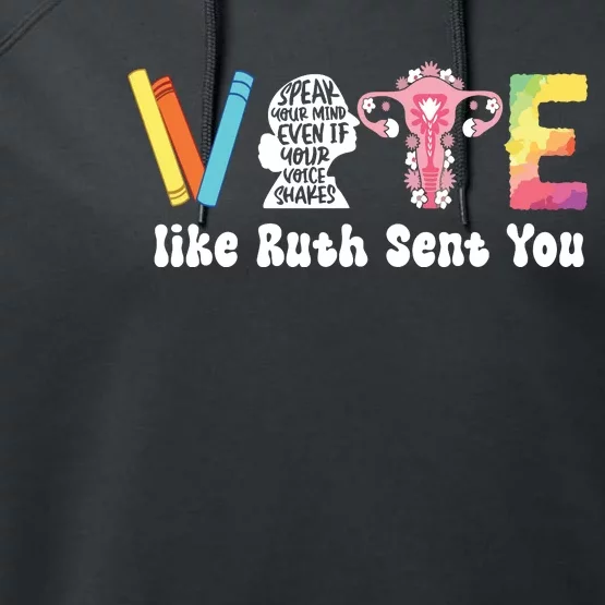 Vote Like Ruth Sent You Uterus Feminist Rbg Performance Fleece Hoodie