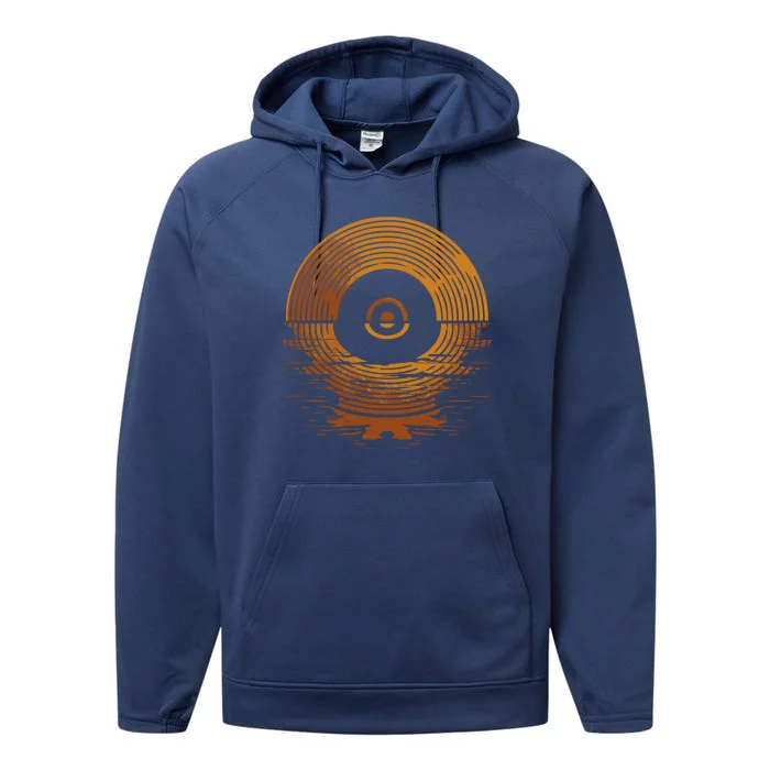 Vinyl Lp Records Gift Sunset Vinyl Gift Performance Fleece Hoodie