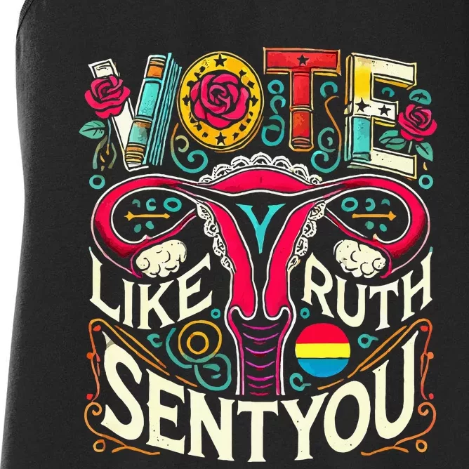 Vote Like Ruth Sent You Rbg Feminist Voting Inspirational Women's Racerback Tank