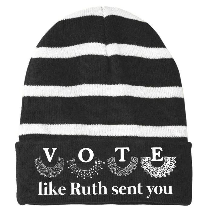 Vote Like Ruth Sent You Striped Beanie with Solid Band