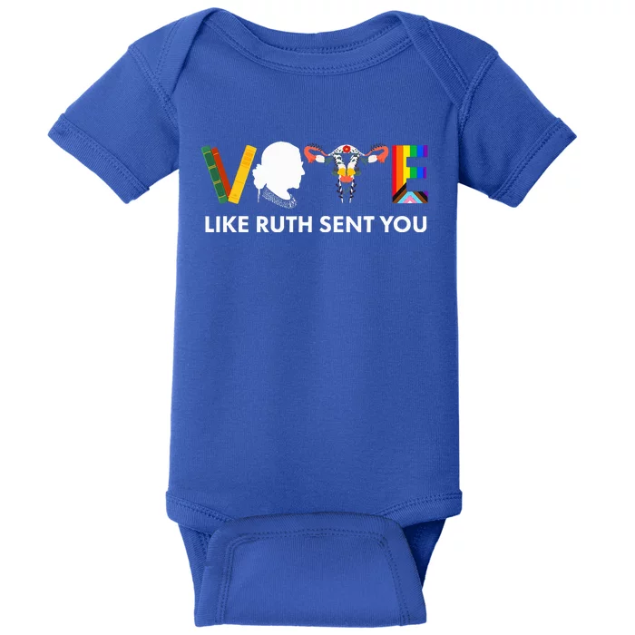 Vote Like Ruth Sent You Uterus Feminist Lgbt Baby Bodysuit