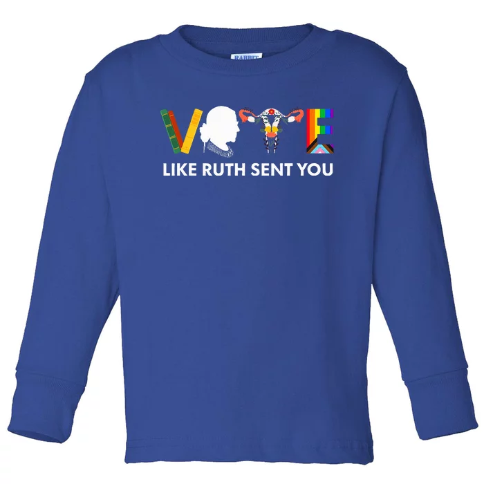 Vote Like Ruth Sent You Uterus Feminist Lgbt Toddler Long Sleeve Shirt