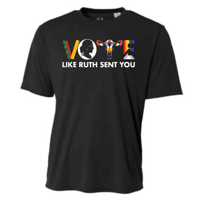 Vote Like Ruth Sent You Funny Uterus Feminist Lgbt Cooling Performance Crew T-Shirt