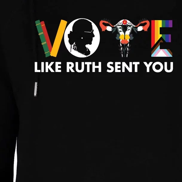 Vote Like Ruth Sent You Funny Uterus Feminist Lgbt Womens Funnel Neck Pullover Hood