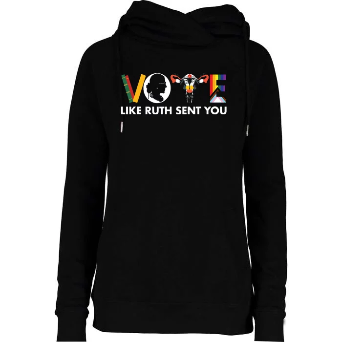 Vote Like Ruth Sent You Funny Uterus Feminist Lgbt Womens Funnel Neck Pullover Hood