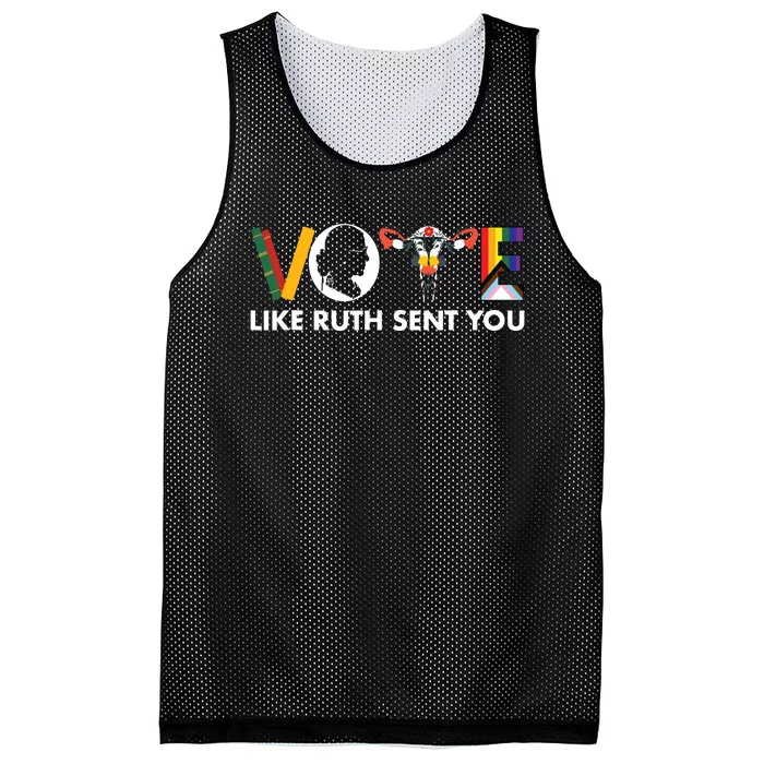 Vote Like Ruth Sent You Funny Uterus Feminist Lgbt Mesh Reversible Basketball Jersey Tank