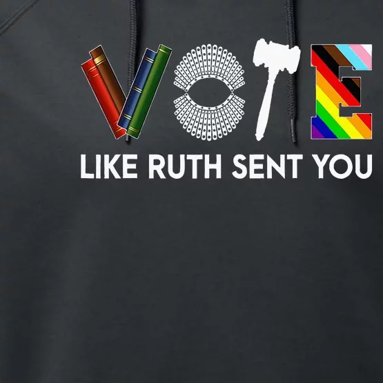 Vote Like Ruth Sent You Uterus Feminist Lgbt Performance Fleece Hoodie